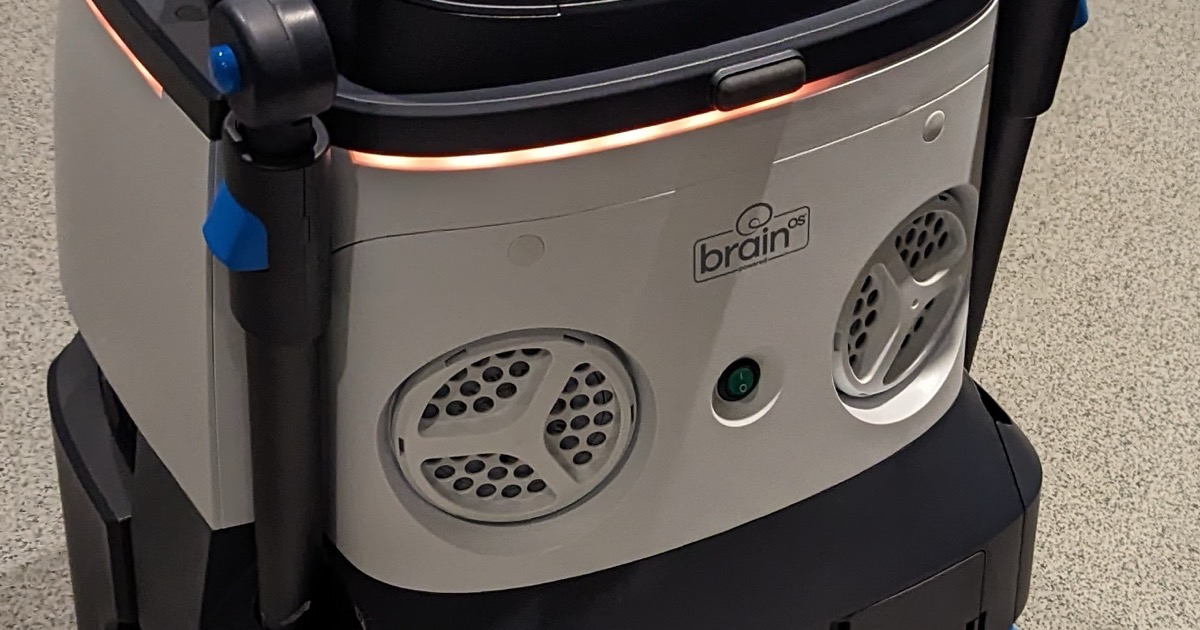 BrainOS-powered Softbank cleaning robot. Photo by Syced on Wikimedia Commons.